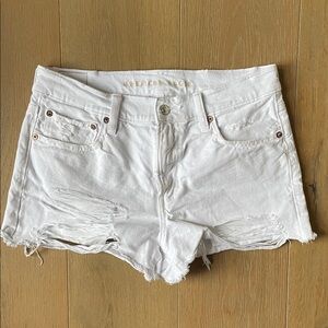 American Eagle white distressed denim shorts, size 6